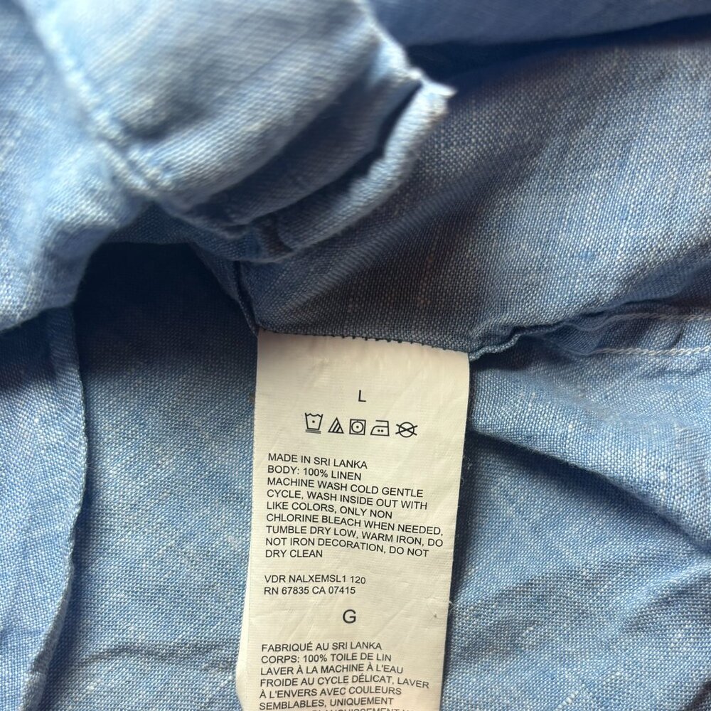 Nautica Shirt Men's Large, Blue, 100% Linen, Short Sleeve, Preppy, Old Money - Picture 5 of 7